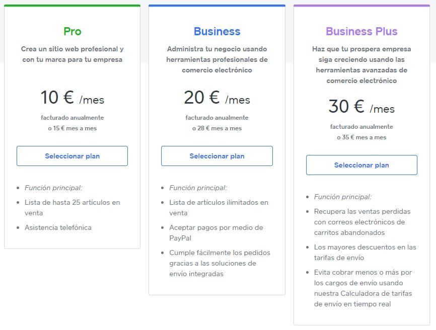 Weebly - planes de pago
