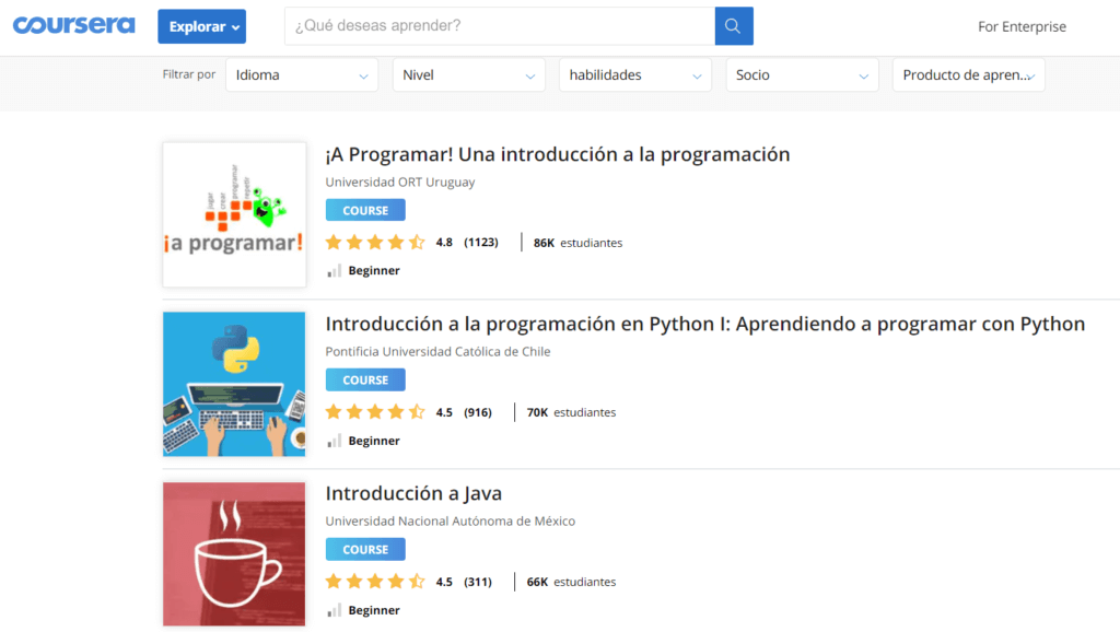 Cursos de programación: Coursera