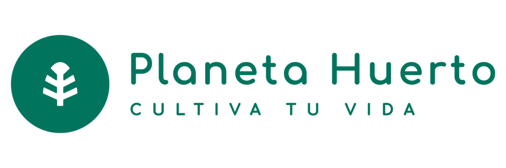 Logo de Planeta Huerto con naming y eslogan
