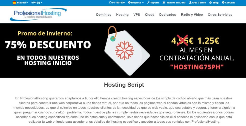 Mejores hosting web de España Profesional Hosting