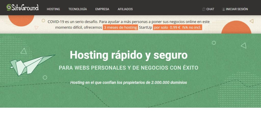 Hosting web de Siteground