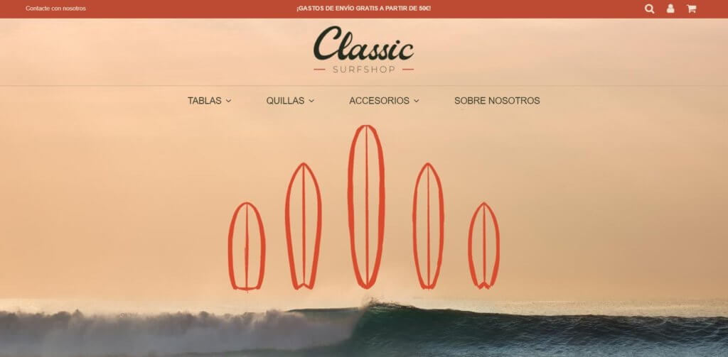 Ejemplos de diseño de tienda online Classic Surf Shop