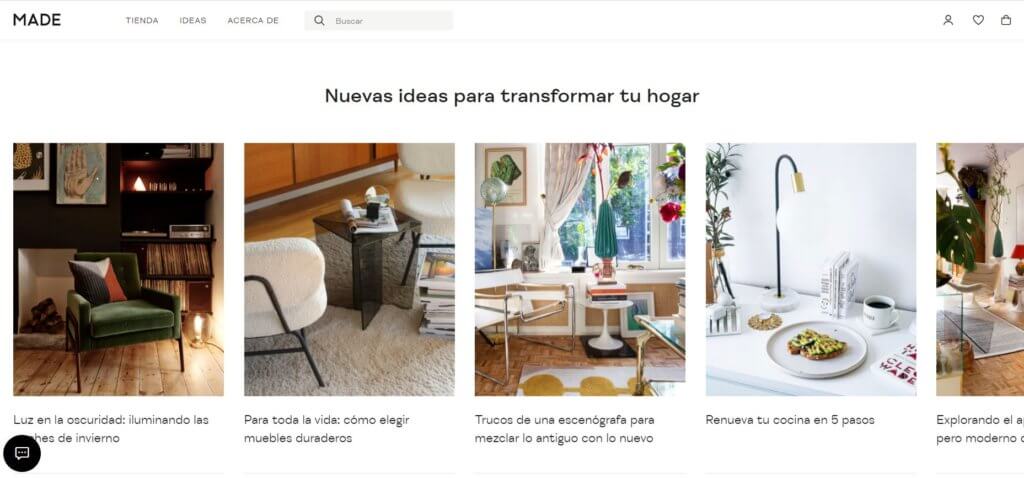 Ejemplos de tienda online Made.com