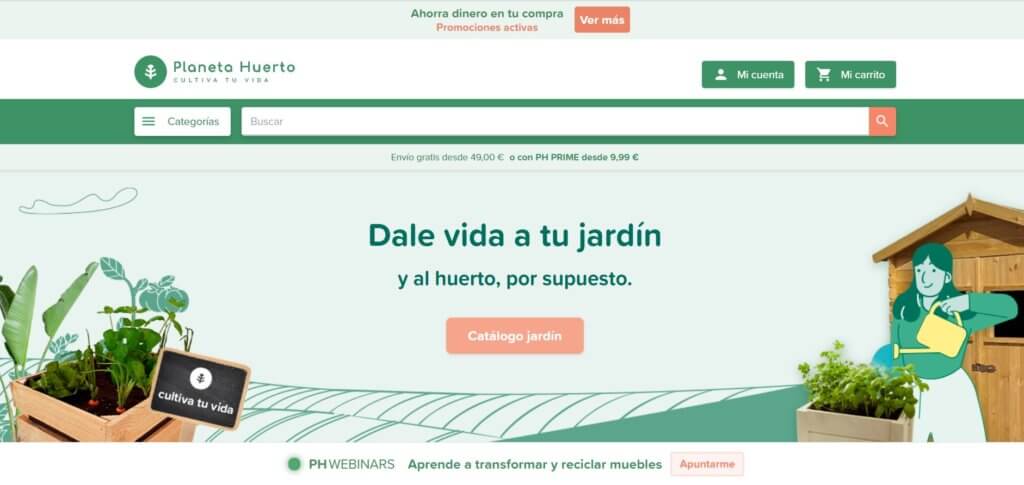 Ejemplo de tienda online de Planeta Huerto