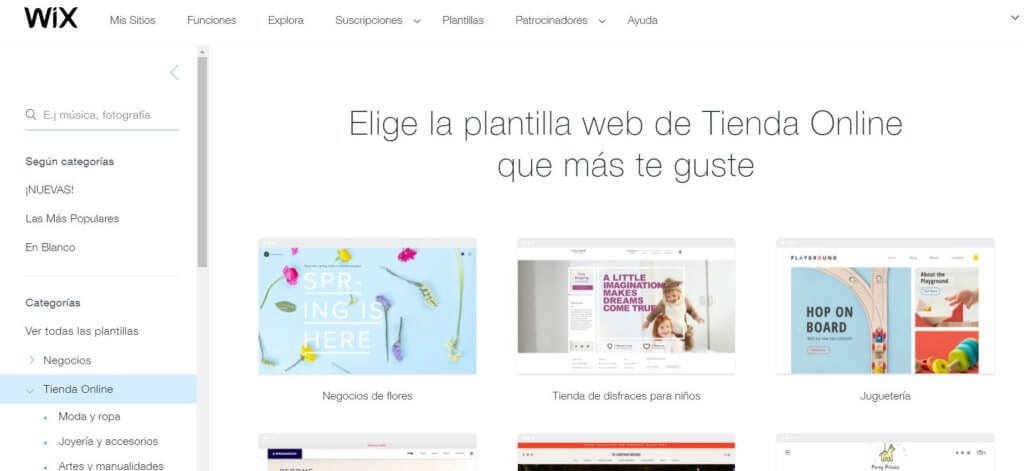 Plantillas de Wix Ecommerce