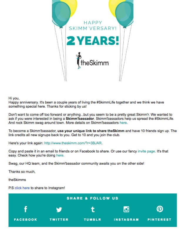 Ejemplos de emails promocionales de TheSkimm