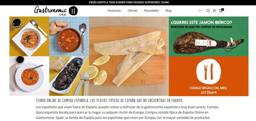 Página principal del sitio web de Gastronomic Spain