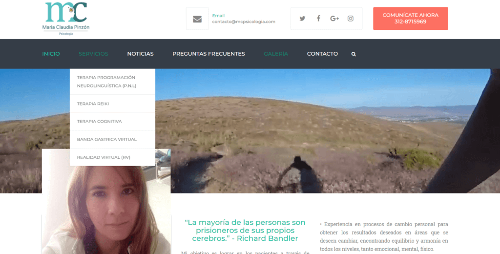 Ejemplo de sitio web vitrina - Psicóloga Maria Claudia Pinzón