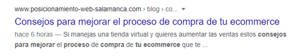 Resultado SERP en optimización SEO