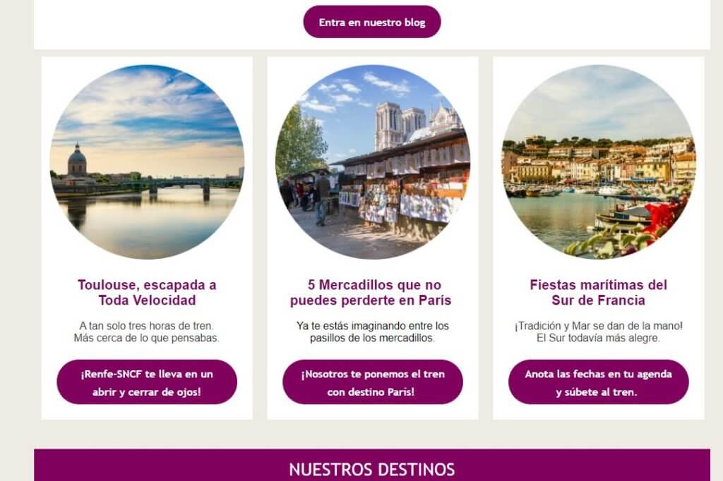 Promociones de email para monetizar un blog Renfe SNCF en cooperación