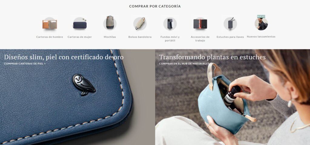 Ejemplos de tiendas online con Shopify Bellroy