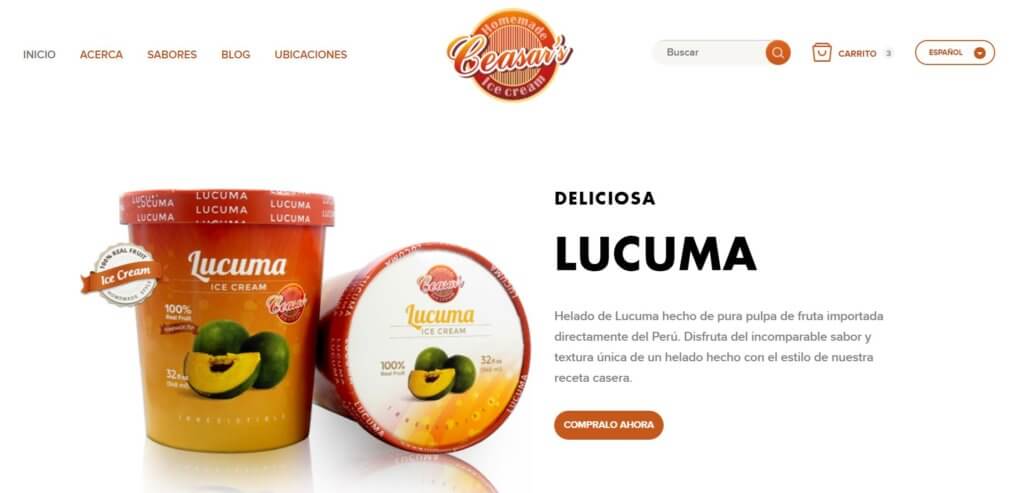 E-commerce de helados Ceasars Ice Cream