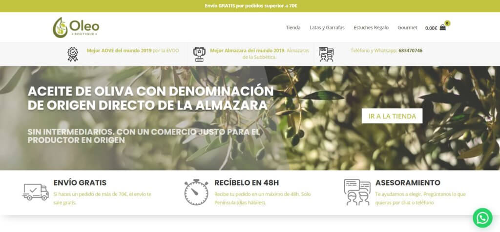 Ejemplos de tiendas online con WooCommerce Oleoboutique