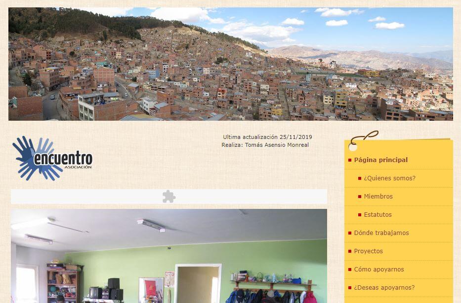 Crear una página web gratis ejemplo de la Asociación Encuentro de Bolivia