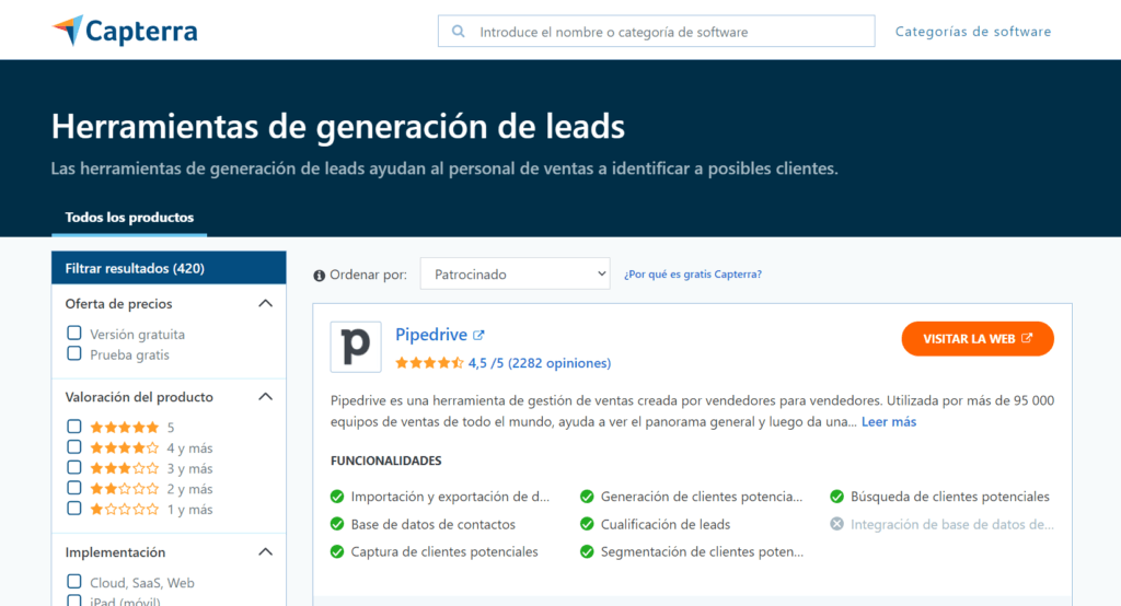 Capterra ventas B2B