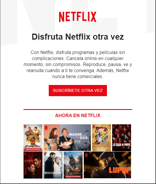 Ejemplo de acción de marketing de Netflix