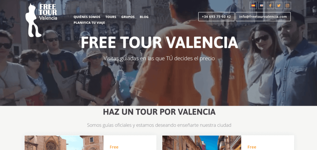 Ejemplos de sitios web comerciales Free Tour Valencia