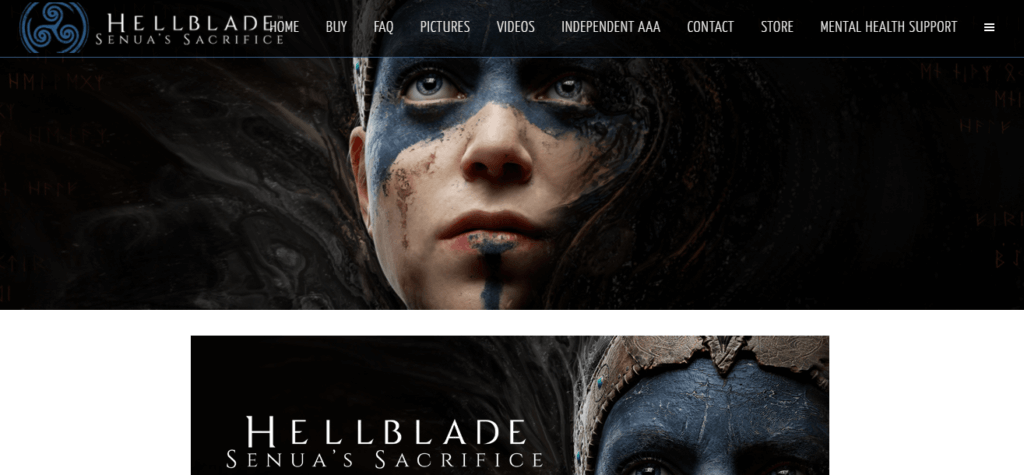Ejemplos de sitios web comerciales de videojuegos Hellblade
