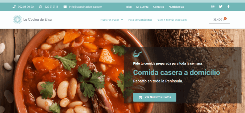 Ejemplos de sitios web comerciales La Cocina de Elisa