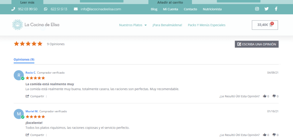 La cocina de Elisa opiniones de clientes
