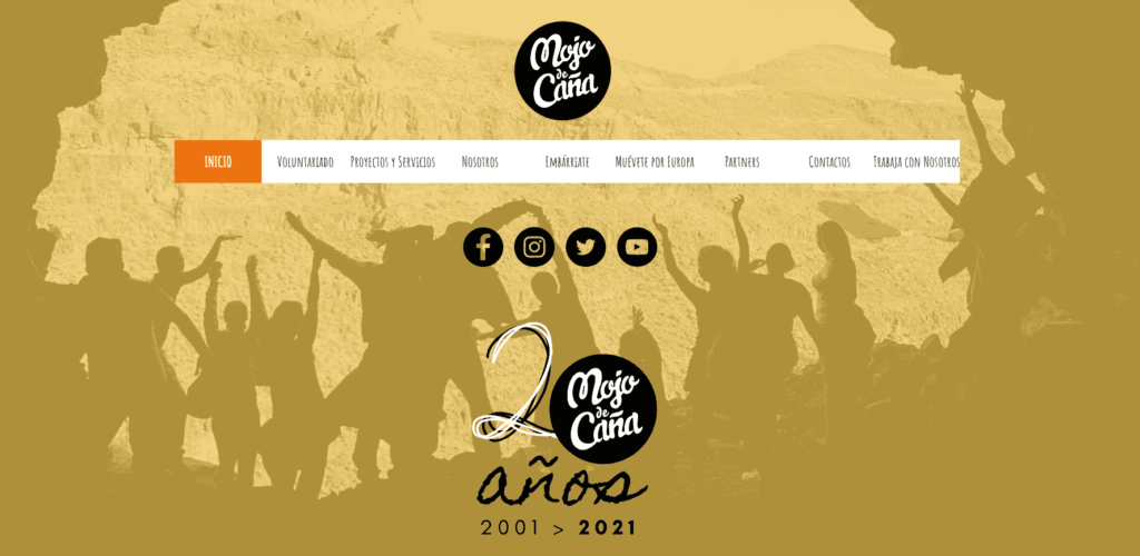 Ejemplo de web de asociación creada con Wix Mojo de caña Canarias