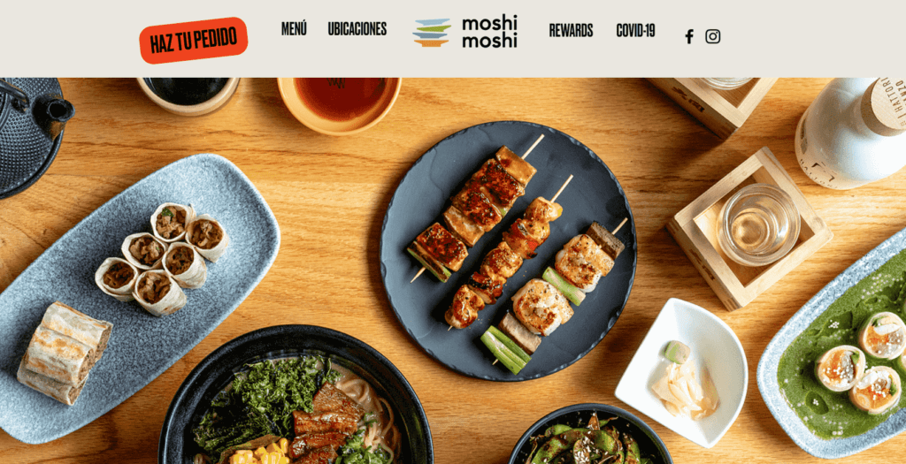 Ejemplos de sitios web creados con Wix Moshi Moshi restaurantes