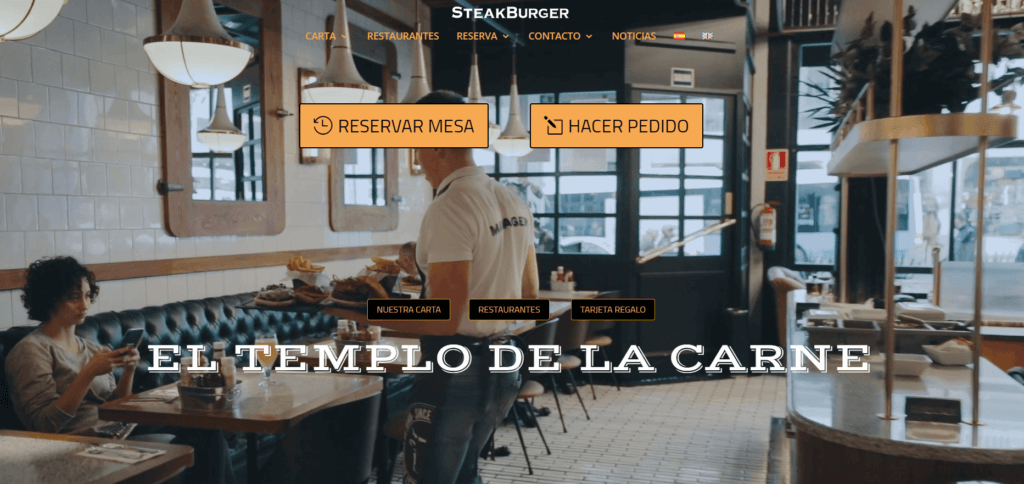 Ejemplos de sitios web comerciales restaurante Steakburger