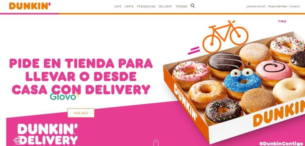 Sitio web de Dunkin donuts