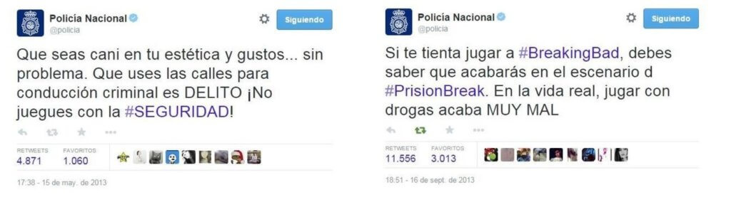 Tuits de la Policía Nacional