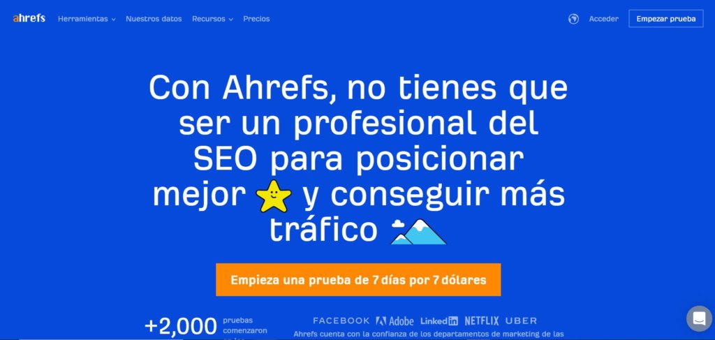 Ahrefs es una de las alternativas a Semrush de pago