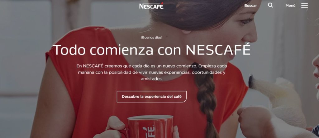 Ejemplos de homepage Nescafé