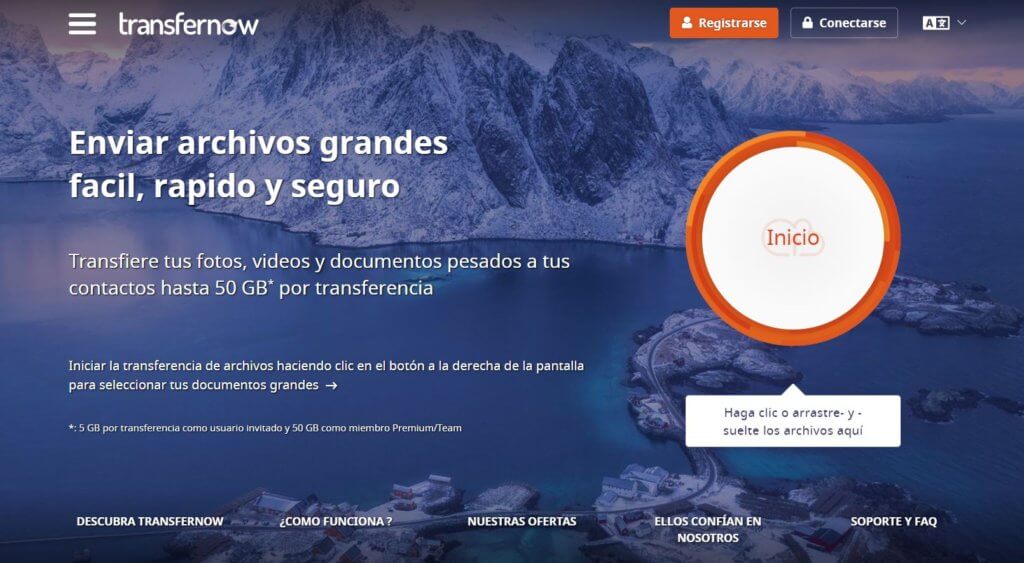 TransferNow para enviar archivos grandes