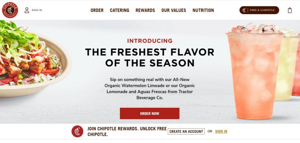 Homepage de Chipotle