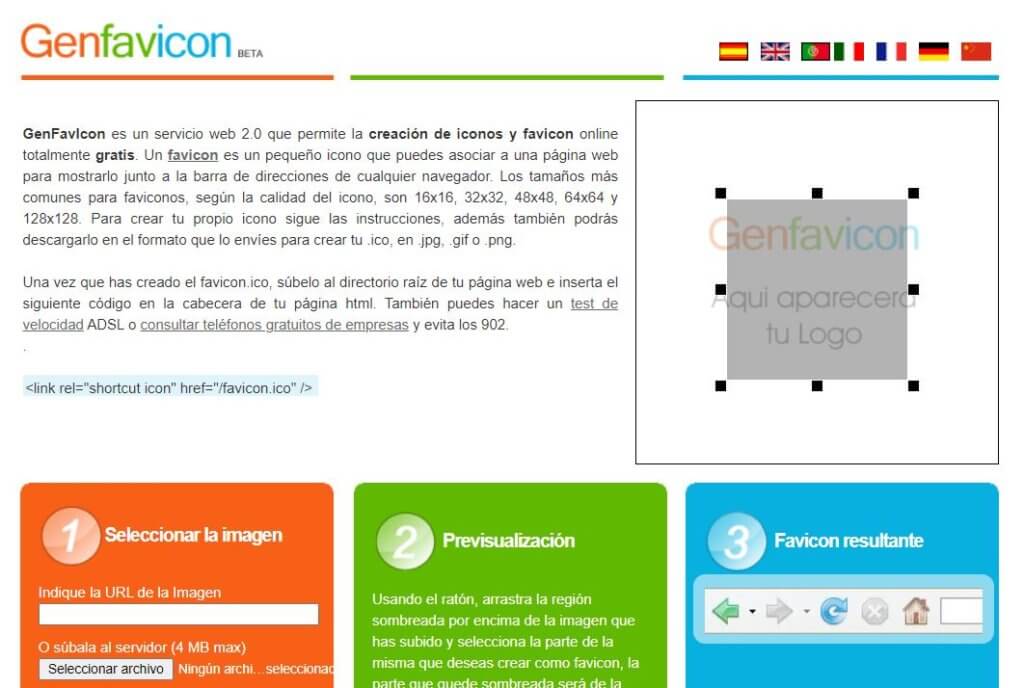 Generador de favicon Genfavicon