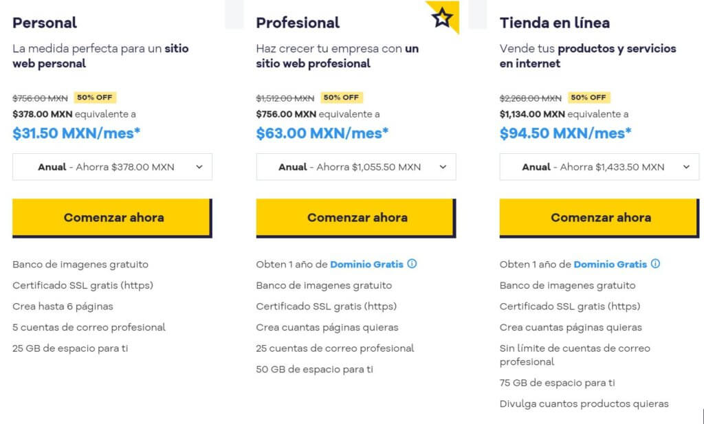 Planes de precios del creador de sitios web de HostGator