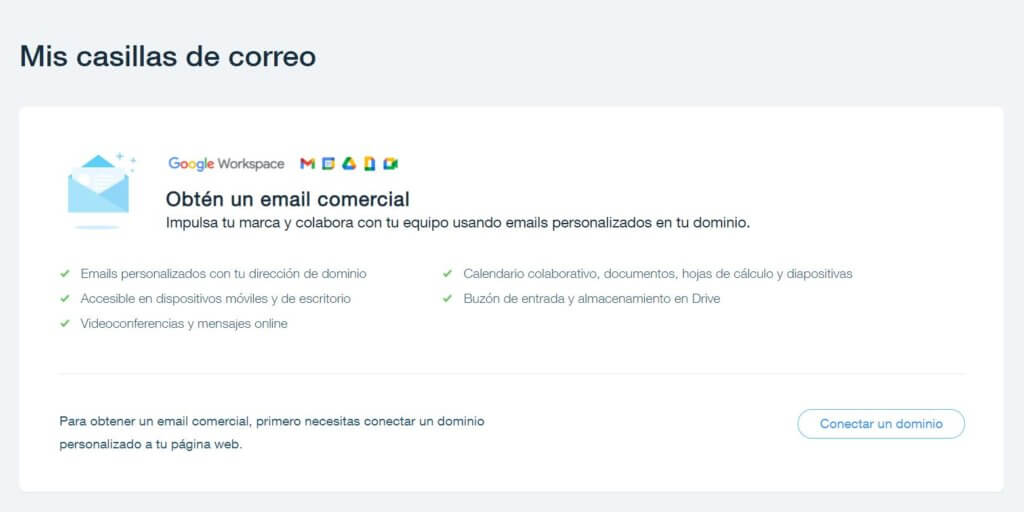 La integración con GSuite para calcular el precio de Wix