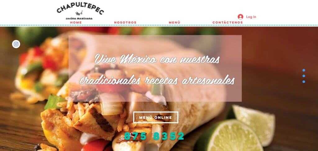 página web sencilla del restaurante mexicano Chapultepec
