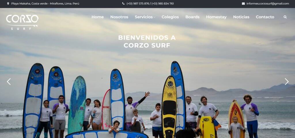 páginas web sencillas Corzo Surf School