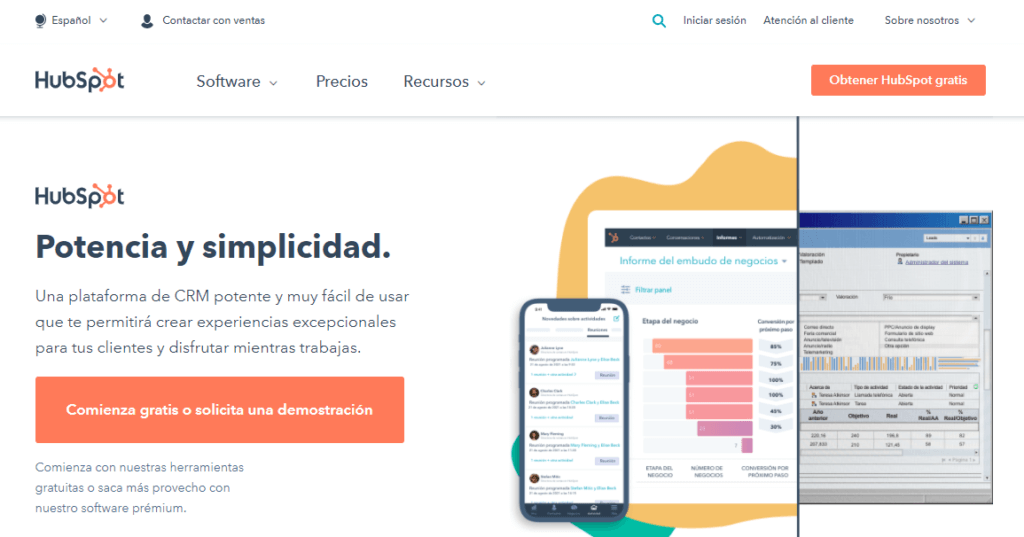 Página de inicio de HubSpot