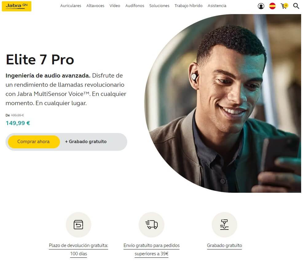 Descripción de productos de ecommerce de Jabra