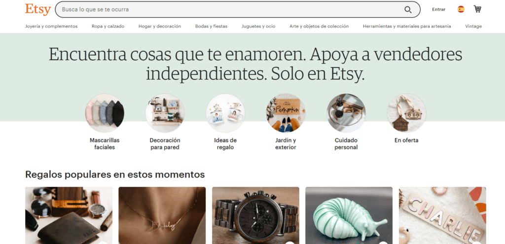 Vender productos online en Etsy