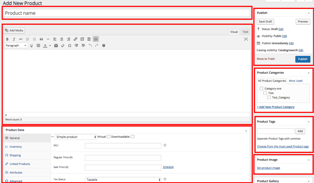 plataformas de comercio electrónico Editor de productos de WooCommerce