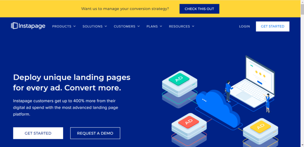 Instapage para crear landing pages gratis