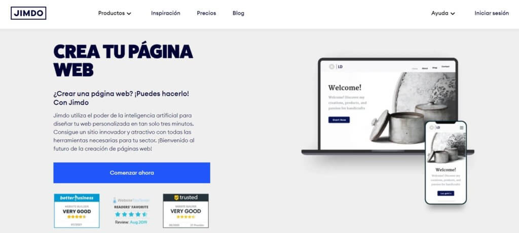 Jimdo representa muy bien las plataformas para crear páginas web gratis modulables