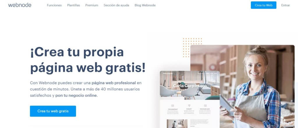 Webnode es una de las plataformas para crear páginas web gratis más ágiles