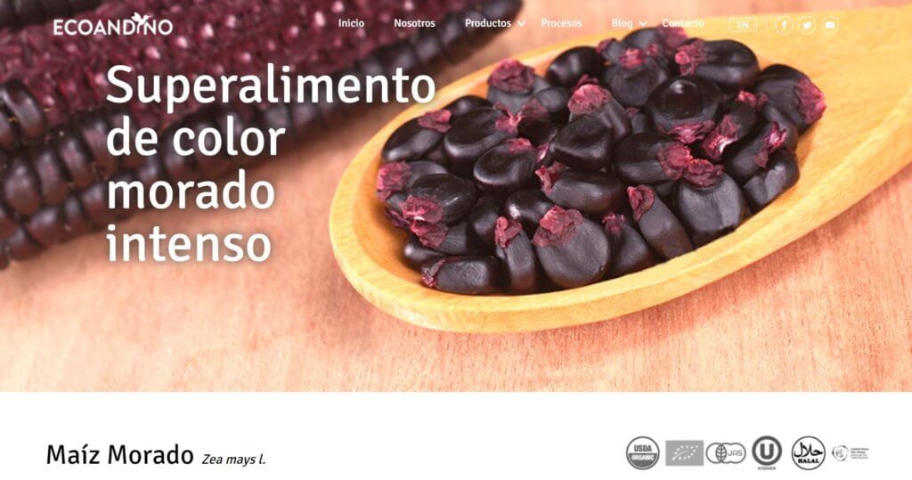 Ejemplos de tienda online de alimentación Ecoandino