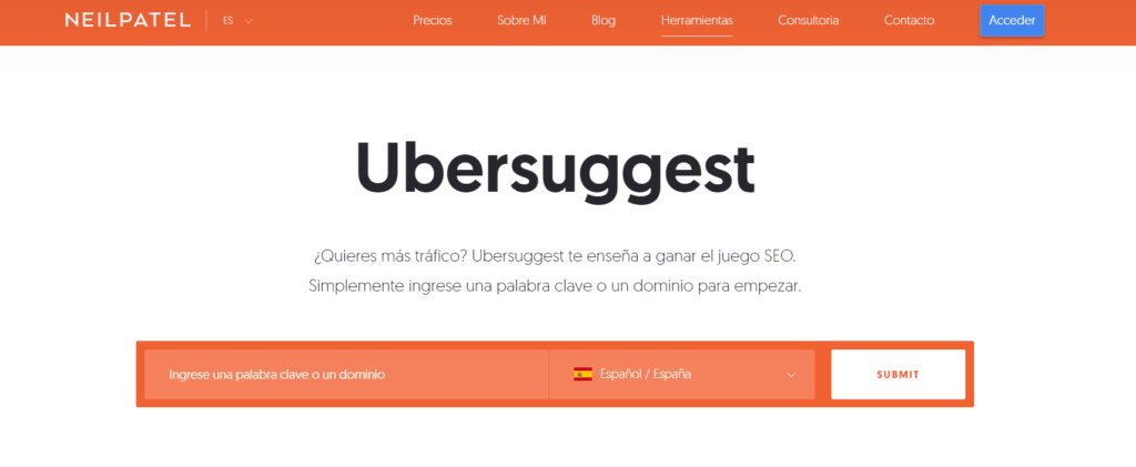 Ubersuggest es una de las alternativas a Semrush gratis