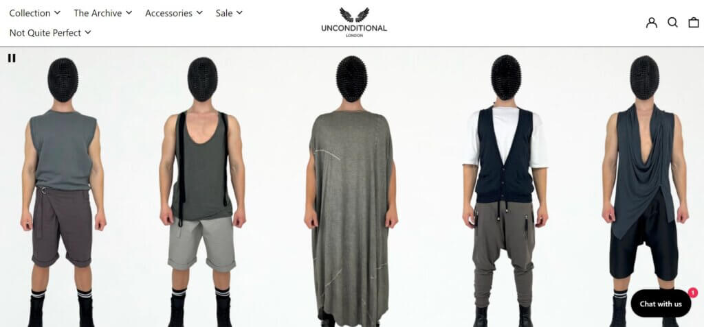 Ejemplo de tienda online de ropa Unconditional