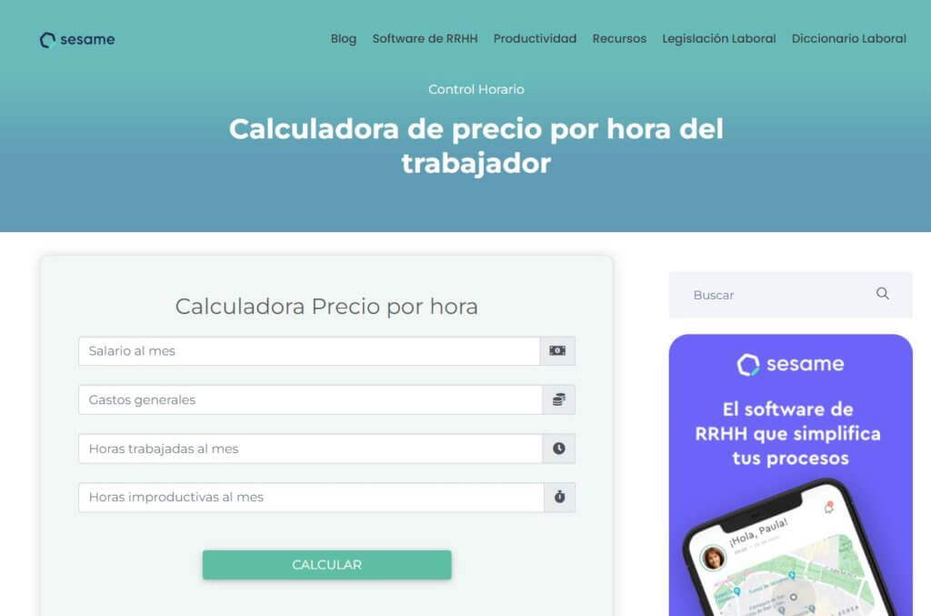Sesatime es una herramienta para calcular tu tarifa por hora como autónomo