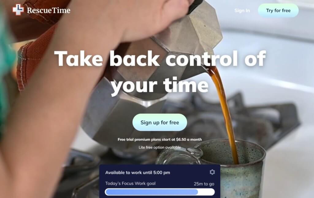 Rescue Time es una de las herramientas para autónomos para la gestión del tiempo